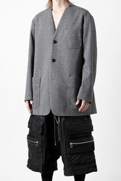 Load image into Gallery viewer, TARO HORIUCHI / th products Collarless Jacket / active setter tweed knit (gray)