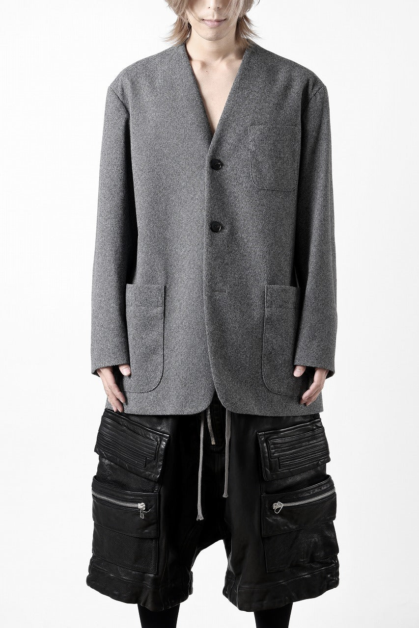 Load image into Gallery viewer, TARO HORIUCHI / th products Collarless Jacket / active setter tweed knit (gray)