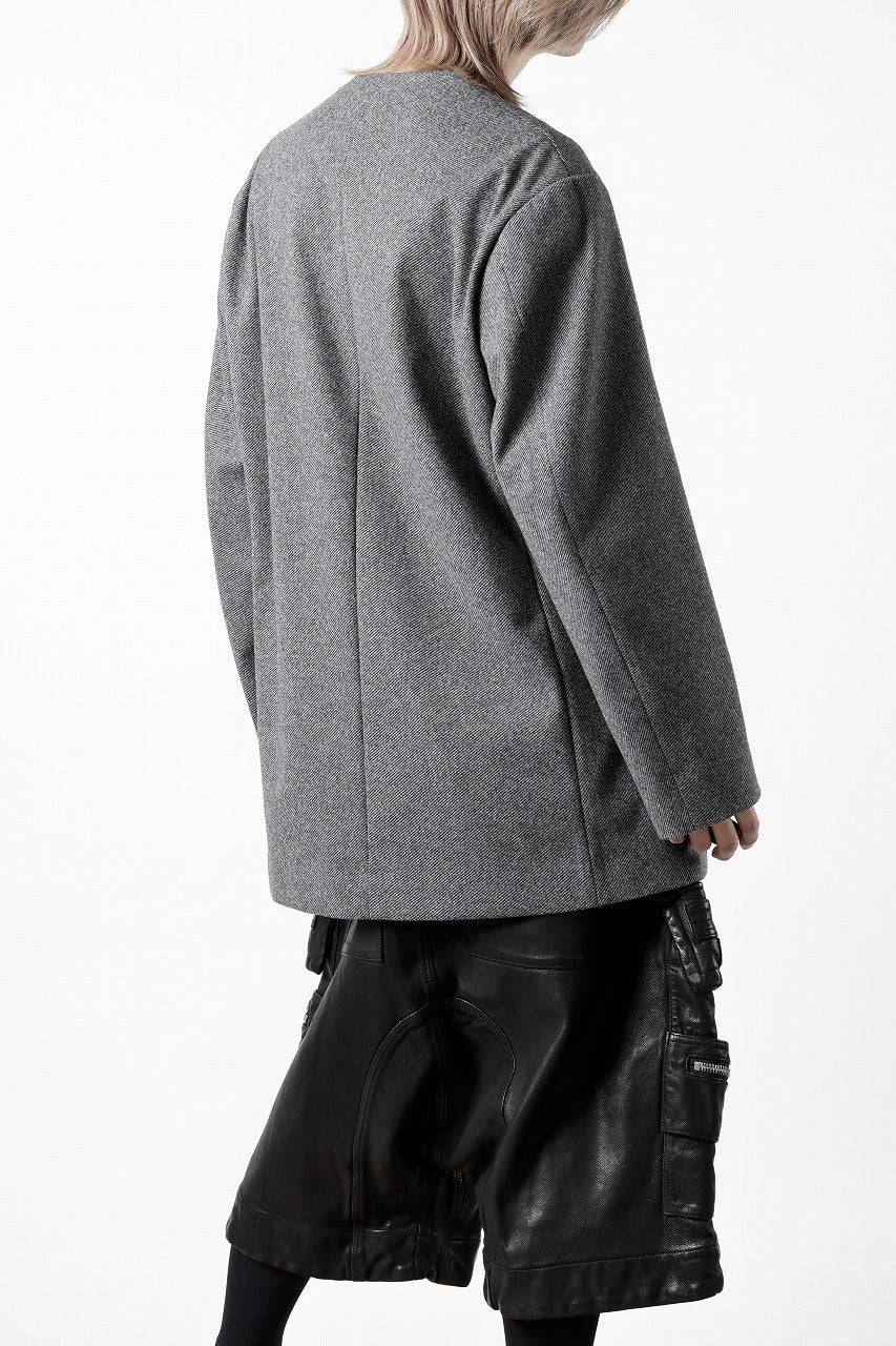 TARO HORIUCHI / th products Collarless Jacket / active setter tweed knit (gray)