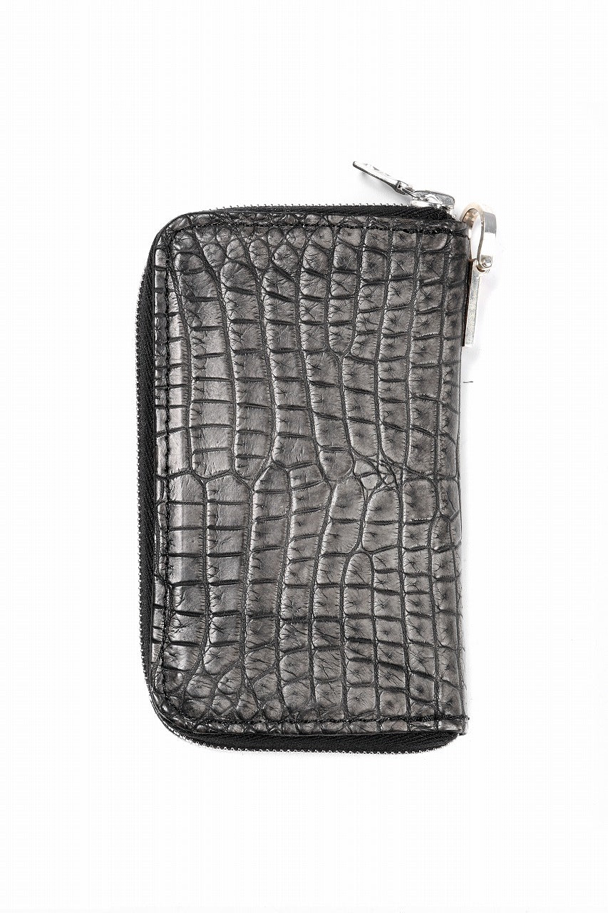 ISAMU KATAYAMA BACKLASH CROCODILE COIN PURSE / INK DYED (SUMI)の