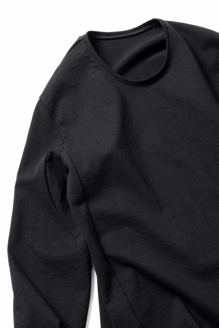 black crow x LOOM exclusive long sleeve tops / black dyed medium cotton jersey (black)