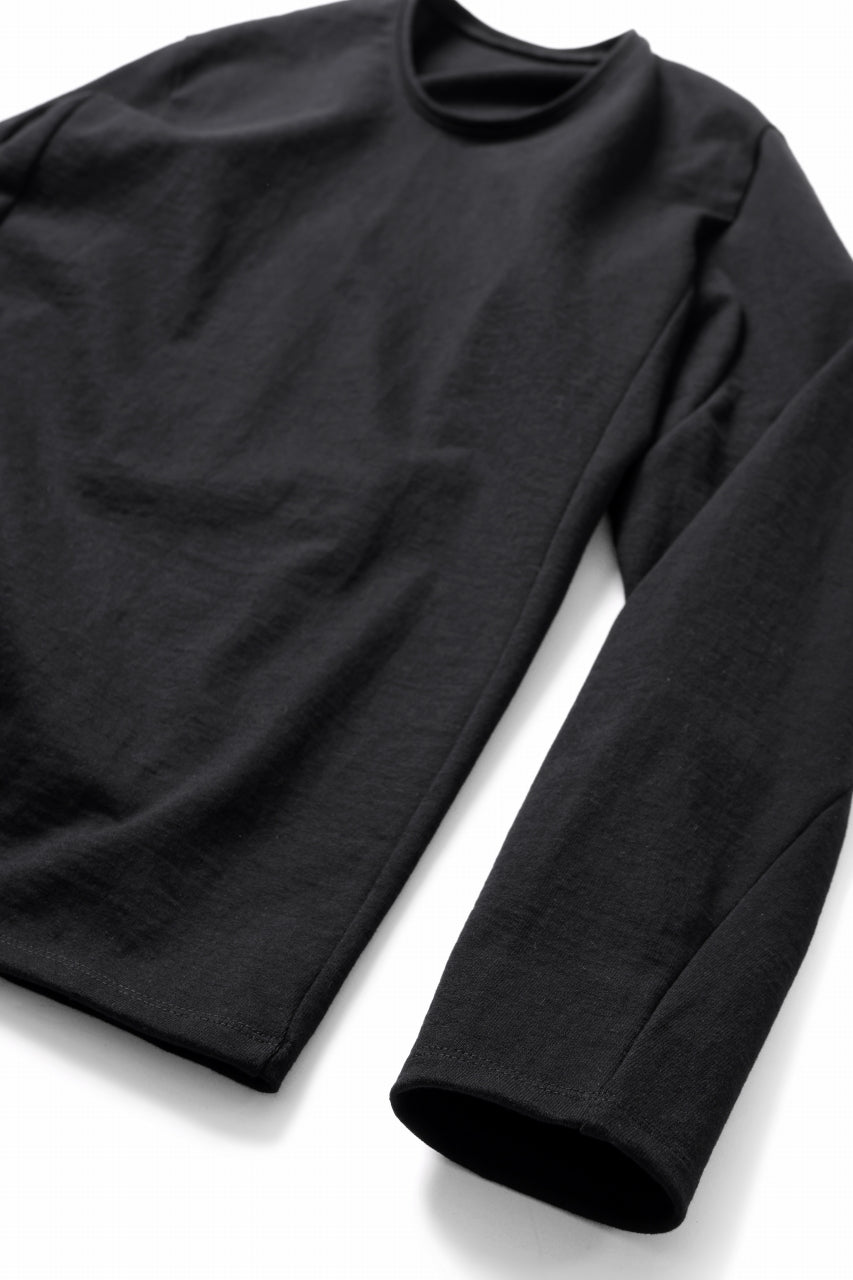 black crow x LOOM exclusive long sleeve tops / black dyed medium cotton jersey (black)