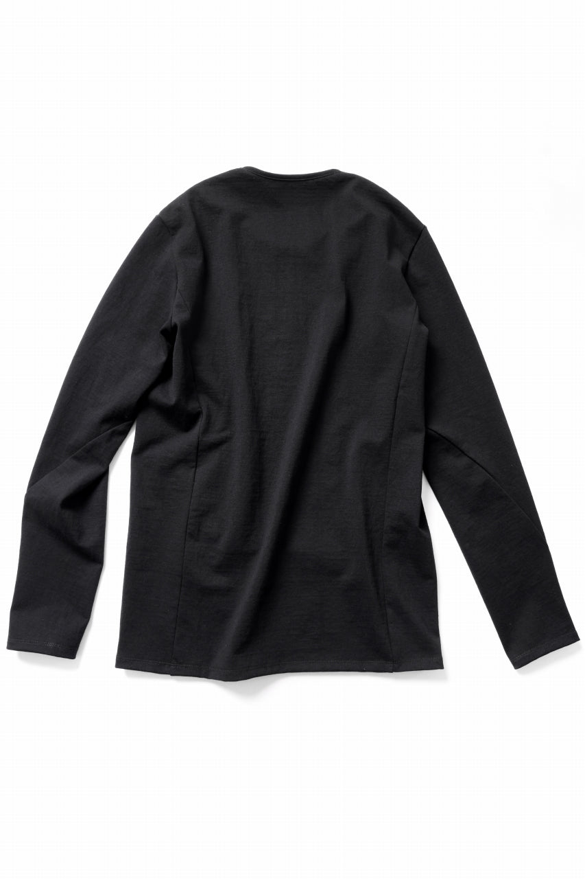 black crow x LOOM exclusive long sleeve tops / black dyed medium cotton jersey (black)