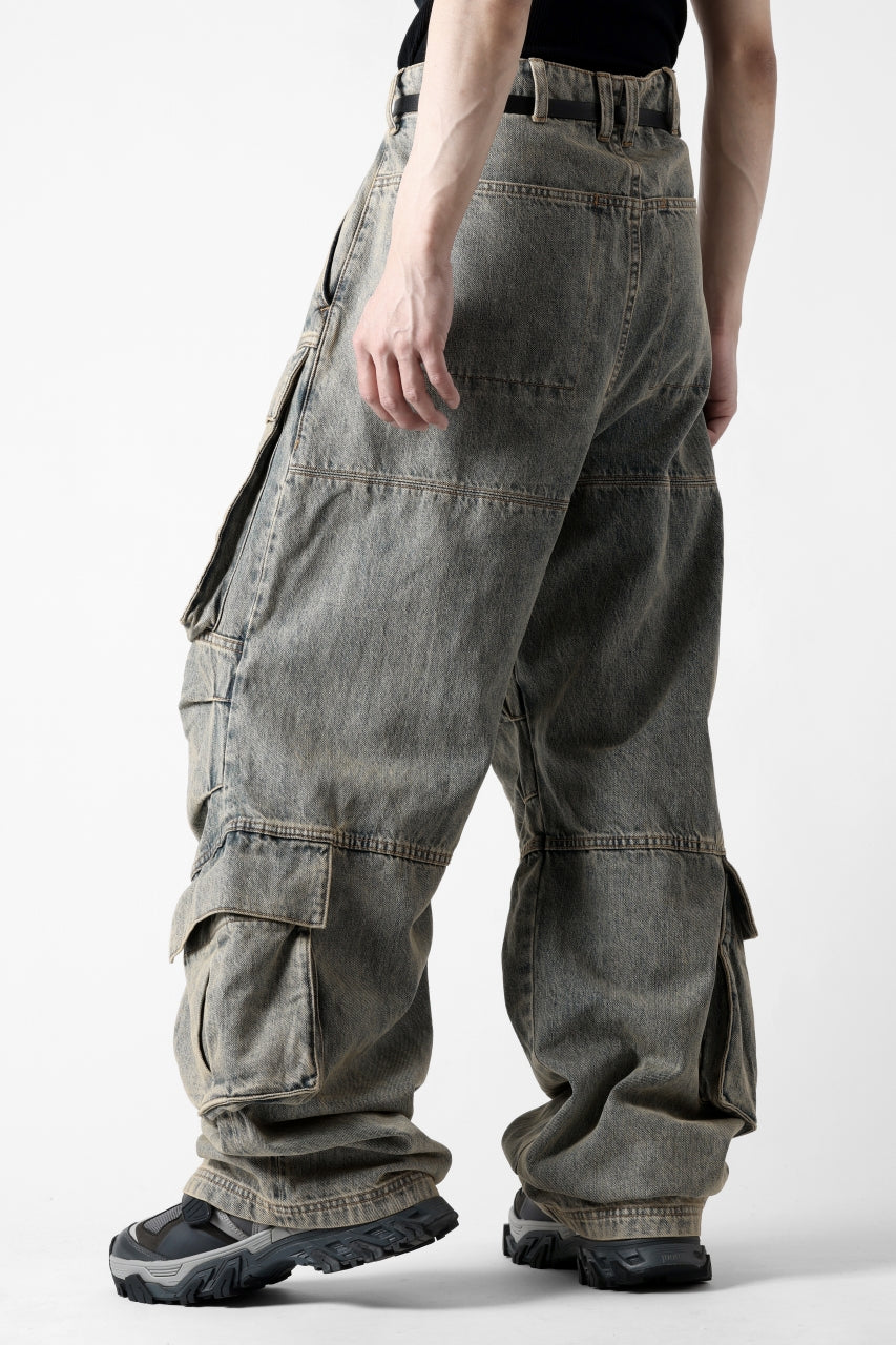 entire studios HEAVY DENIM CARGO TROUSERS (SURFACE WAVE)