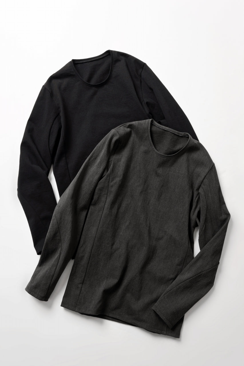 black crow x LOOM exclusive long sleeve tops / black dyed medium cotton jersey (black)