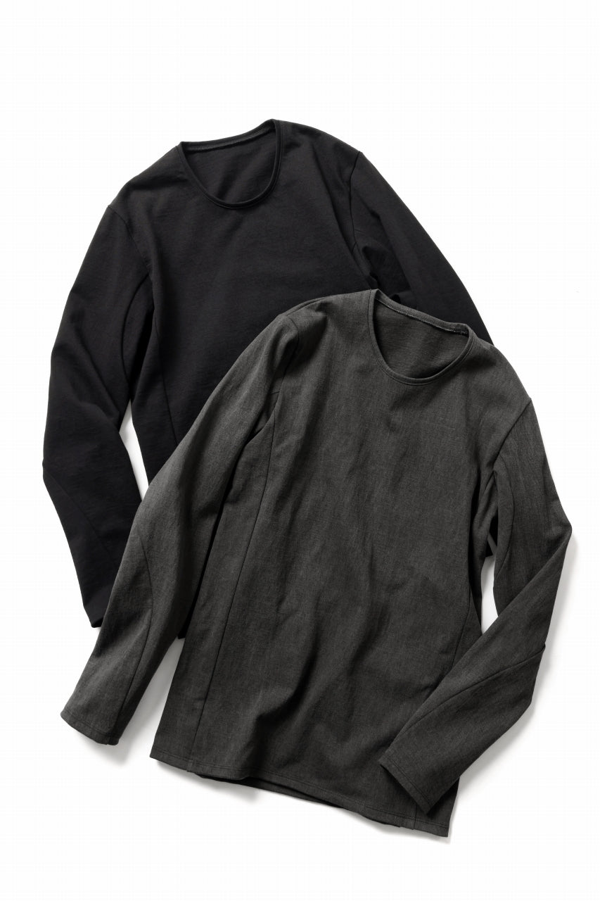 black crow x LOOM exclusive long sleeve tops / black dyed medium cotton jersey (black)