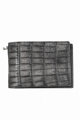 ISAMU KATAYAMA BACKLASH CROCODILE 2 FOLD WALLET / INK DYED (SUMI)