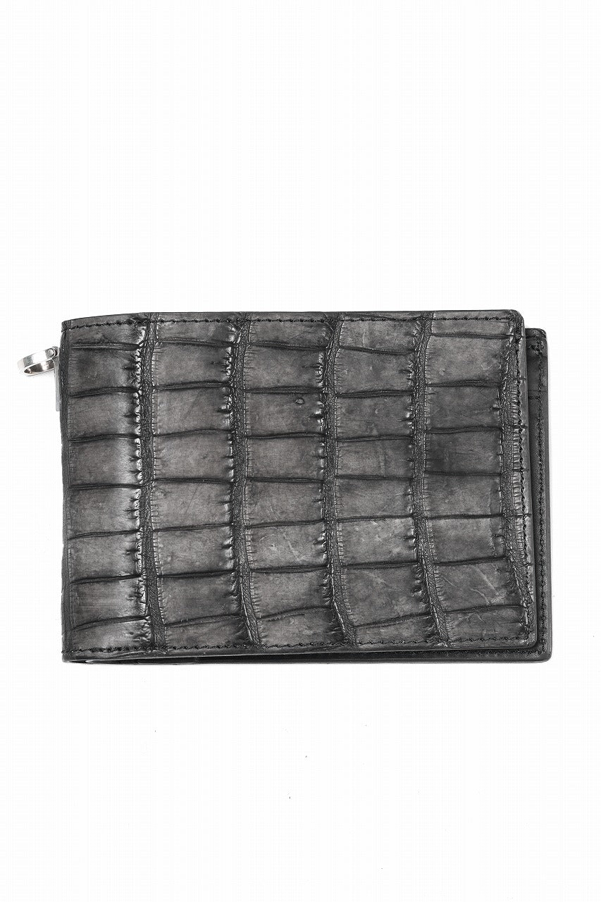 ISAMU KATAYAMA BACKLASH CROCODILE 2 FOLD WALLET / INK DYED (SUMI