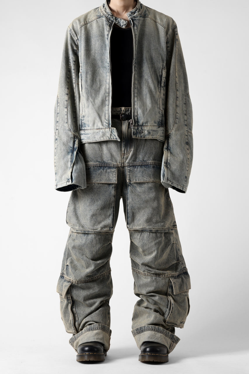 entire studios HEAVY DENIM CARGO TROUSERS (SURFACE WAVE)