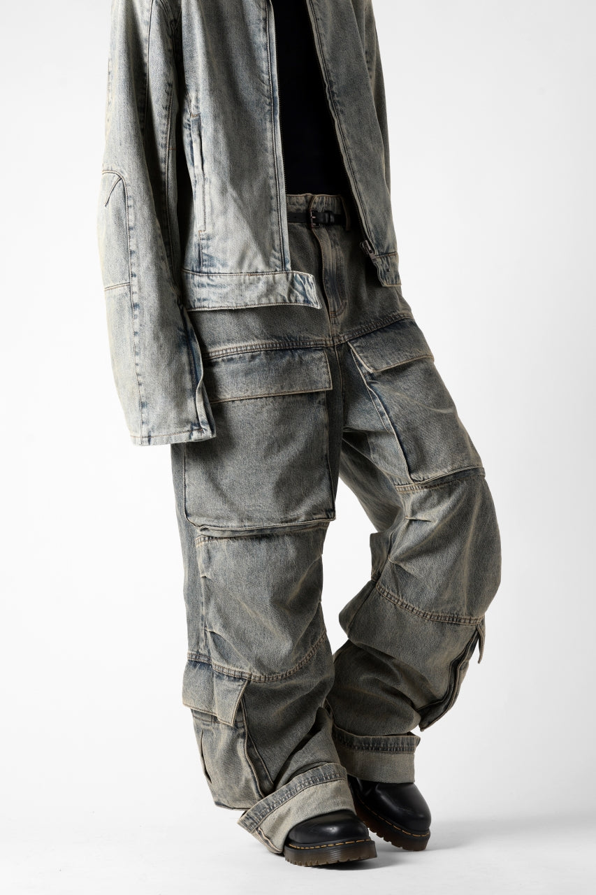 entire studios HEAVY DENIM CARGO TROUSERS (SURFACE WAVE)