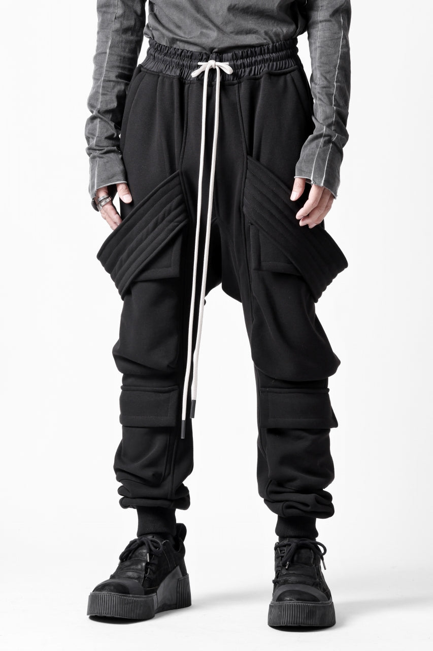 A.F ARTEFACT BOMBER HEAT BELTED SARROUEL CARGO PANTS (BLACK)