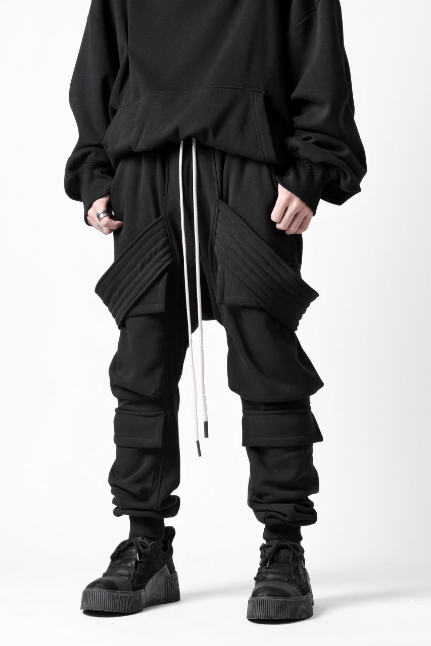 A.F ARTEFACT BOMBER HEAT BELTED SARROUEL CARGO PANTS (BLACK)