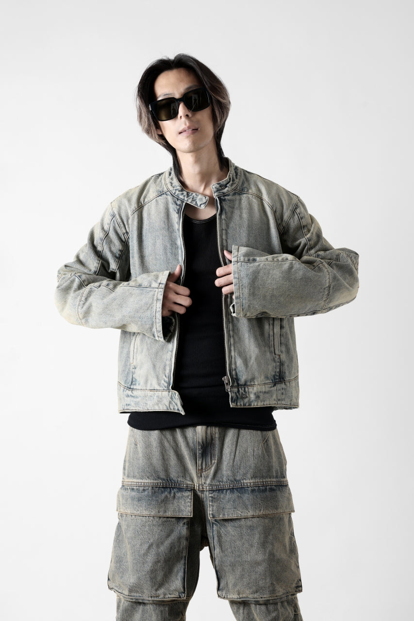 entire studios MOTO DENIM JACKET (SURFACE WAVE)