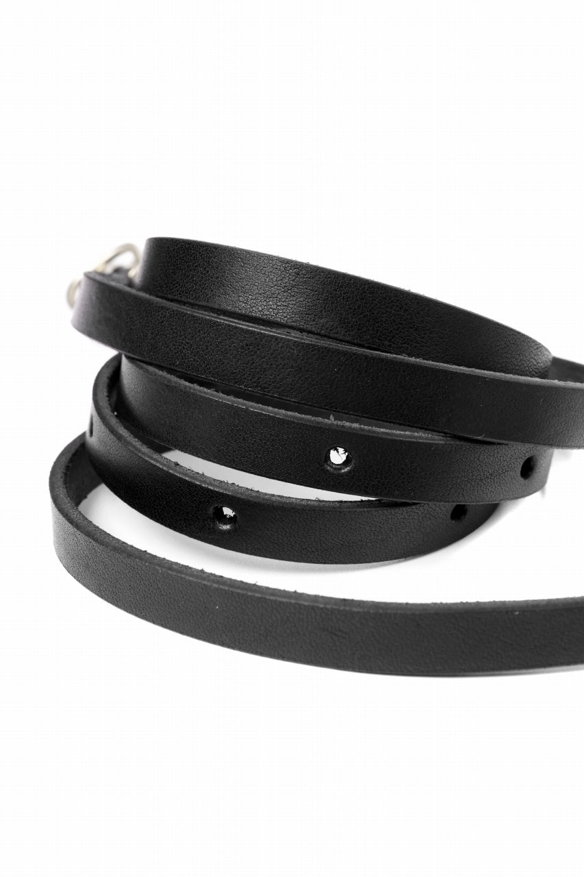 Load image into Gallery viewer, m.a+ double oval buckle extra thin belt / EL1Z/GR3,0 (BLACK)