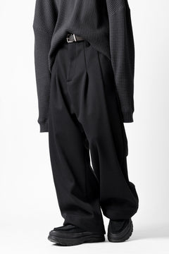 画像をギャラリービューアに読み込む, A.F ARTEFACT TUCK WIDE TROUSERS / KNITTED WOOLY TWILL (BLACK)