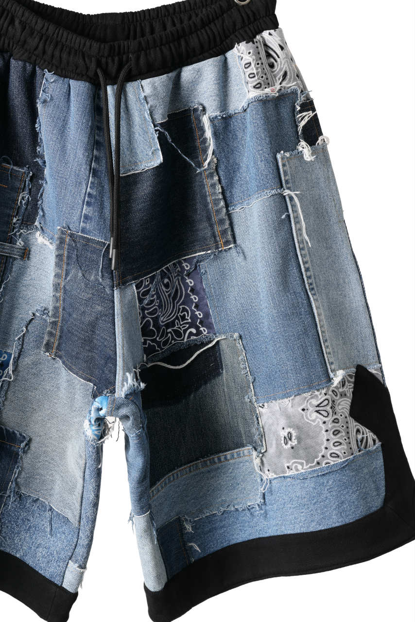 Load image into Gallery viewer, MASSIMO SABBADIN FULL LEVI&#39;S PATCH BASKET SHORTS (INDIGO #A)
