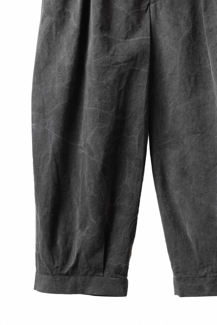 KLASICA GOSSE (ND ver.) TUCKED x2 TROUSERS / NATURAL DYED COTTON x SILK WEATHER (SUMI BLACK)