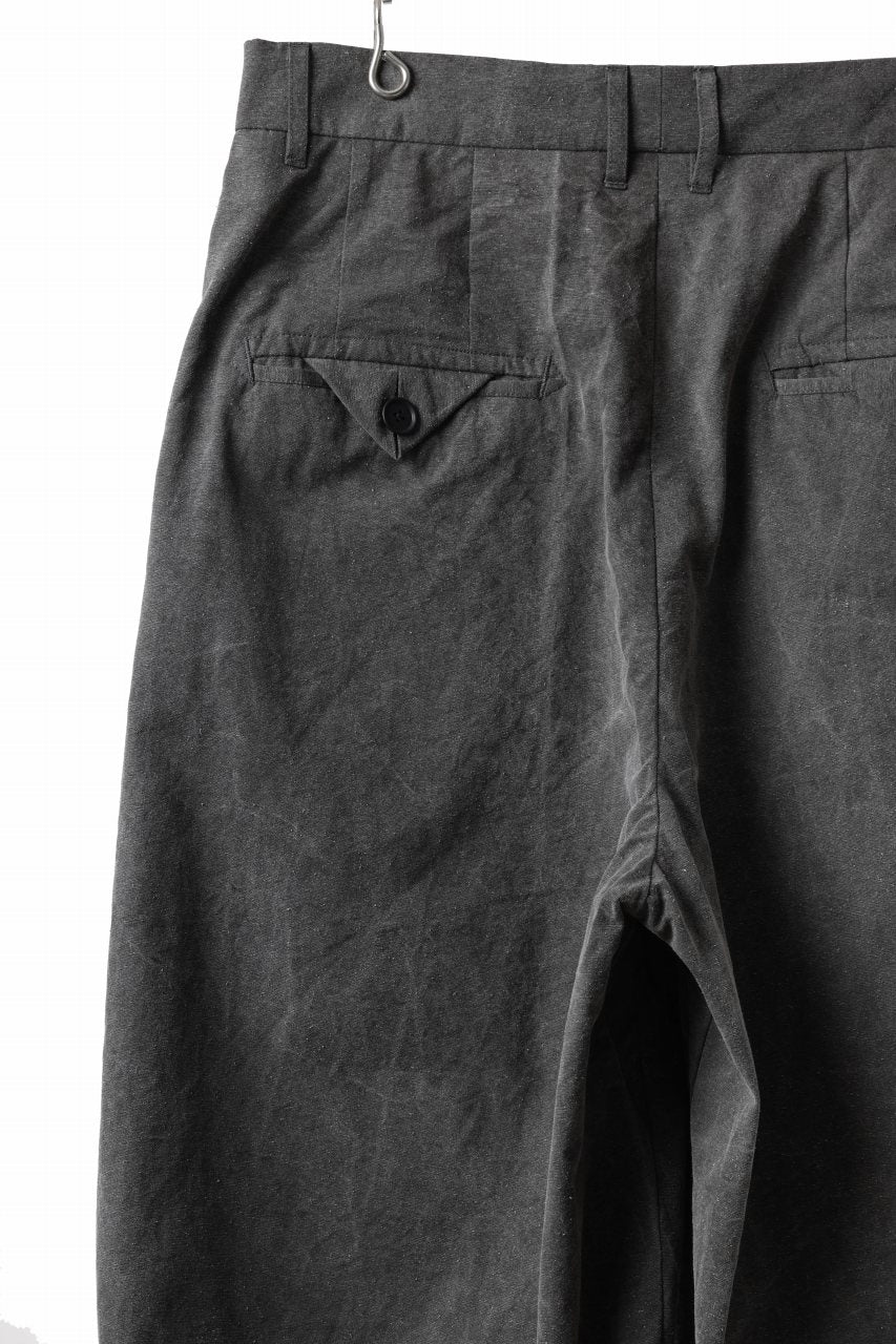 Load image into Gallery viewer, KLASICA GOSSE (ND ver.) TUCKED x2 TROUSERS / NATURAL DYED COTTON x SILK WEATHER (SUMI BLACK)