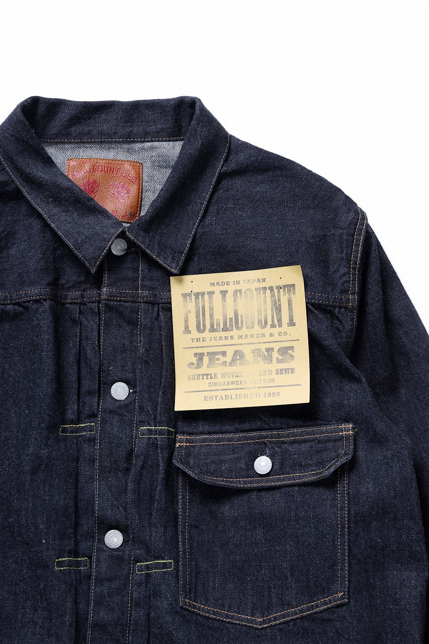 FULLCOUNT Type 1 Denim Jacket / 11.5oz Zimbabwe Selvedge Denim (Super Smooth) (INDIGO BLUE / ONE WASHED)