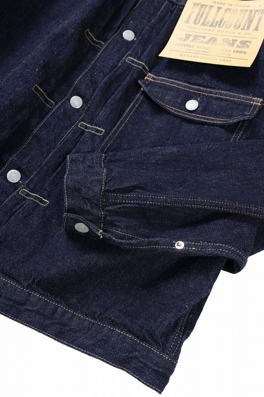 FULLCOUNT Type 1 Denim Jacket / 11.5oz Zimbabwe Selvedge Denim (Super Smooth) (INDIGO BLUE / ONE WASHED)