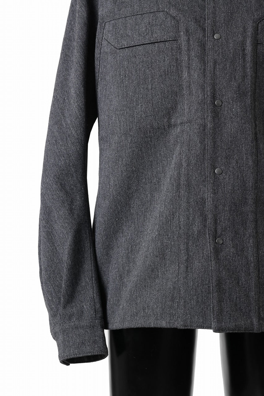 OPPOSE DUALITY PANEL SHIRT JACKET / WOOL x COTTON TWILL (GRAY)