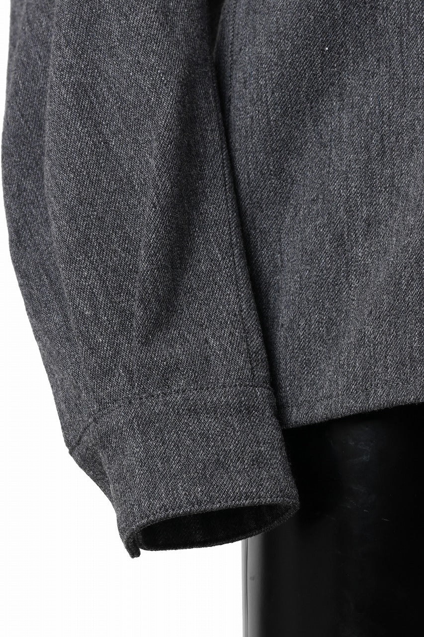 OPPOSE DUALITY PANEL SHIRT JACKET / WOOL x COTTON TWILL (GRAY)