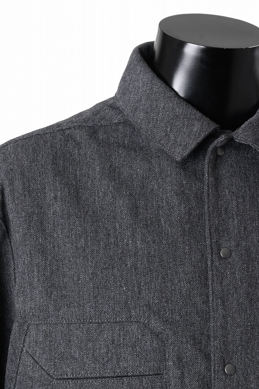 OPPOSE DUALITY PANEL SHIRT JACKET / WOOL x COTTON TWILL (GRAY)