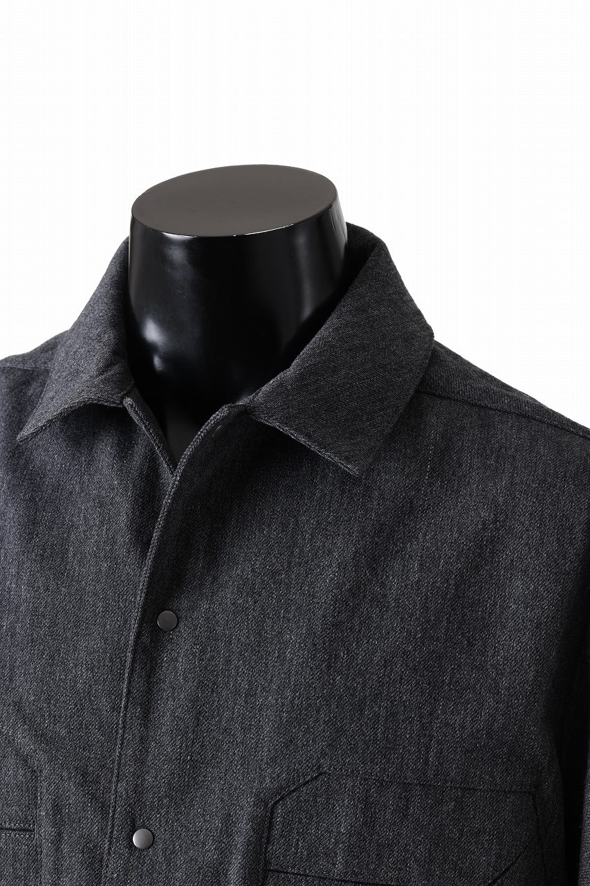 OPPOSE DUALITY PANEL SHIRT JACKET / WOOL x COTTON TWILL (GRAY)