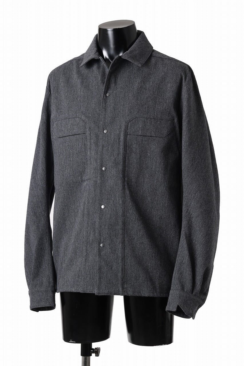 OPPOSE DUALITY PANEL SHIRT JACKET / WOOL x COTTON TWILL (GRAY)