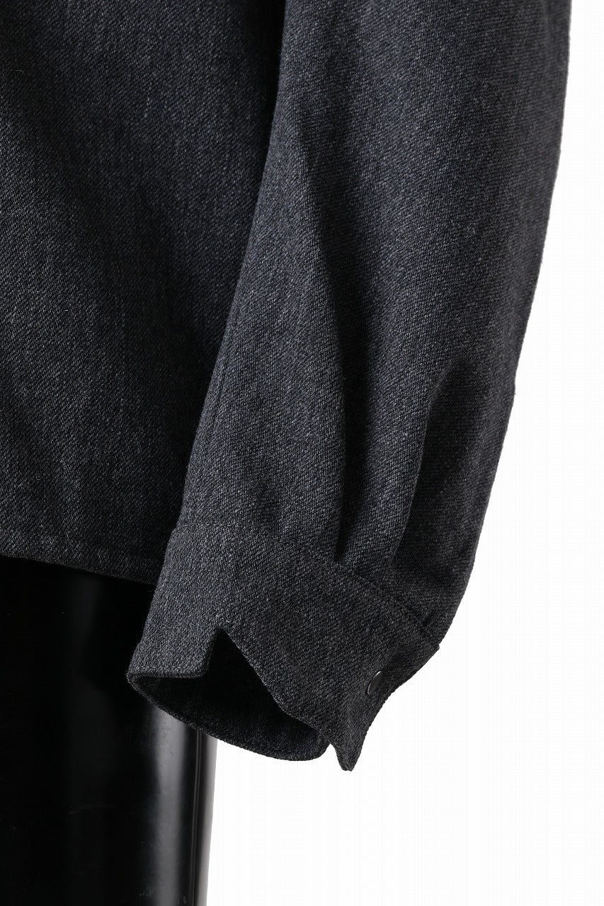 OPPOSE DUALITY PANEL SHIRT JACKET / WOOL x COTTON TWILL (GRAY)