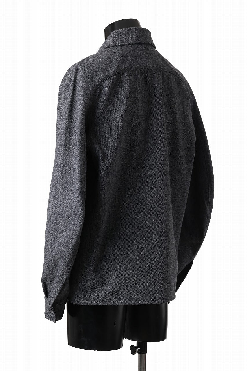 OPPOSE DUALITY PANEL SHIRT JACKET / WOOL x COTTON TWILL (GRAY)