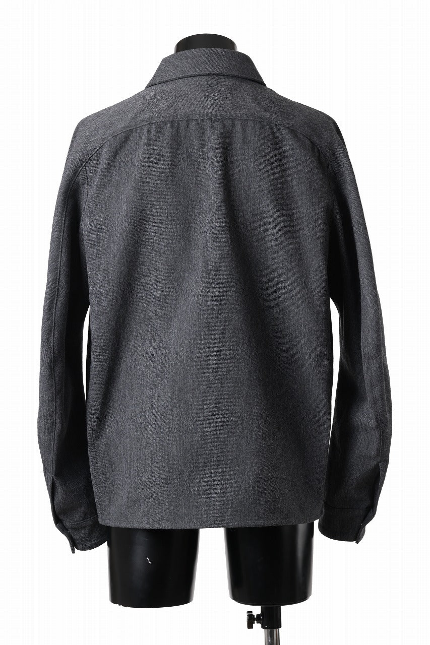 OPPOSE DUALITY PANEL SHIRT JACKET / WOOL x COTTON TWILL (GRAY)