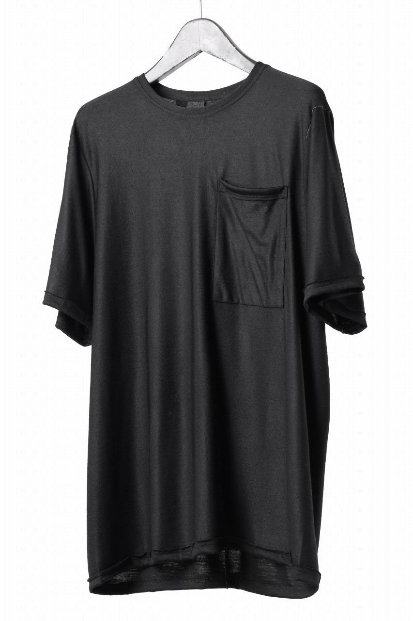 Load image into Gallery viewer, KLASICA BIG T OVER SIZED POCKET TEE / BRETHABLE  WOOL REBIRTH JERSEY (BLACK)