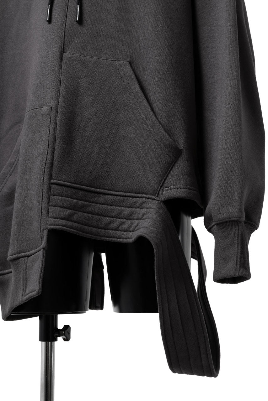 A.F ARTEFACT ASYMMETRY LOOP HEM SWEAT HOODIE (DARK GREY)