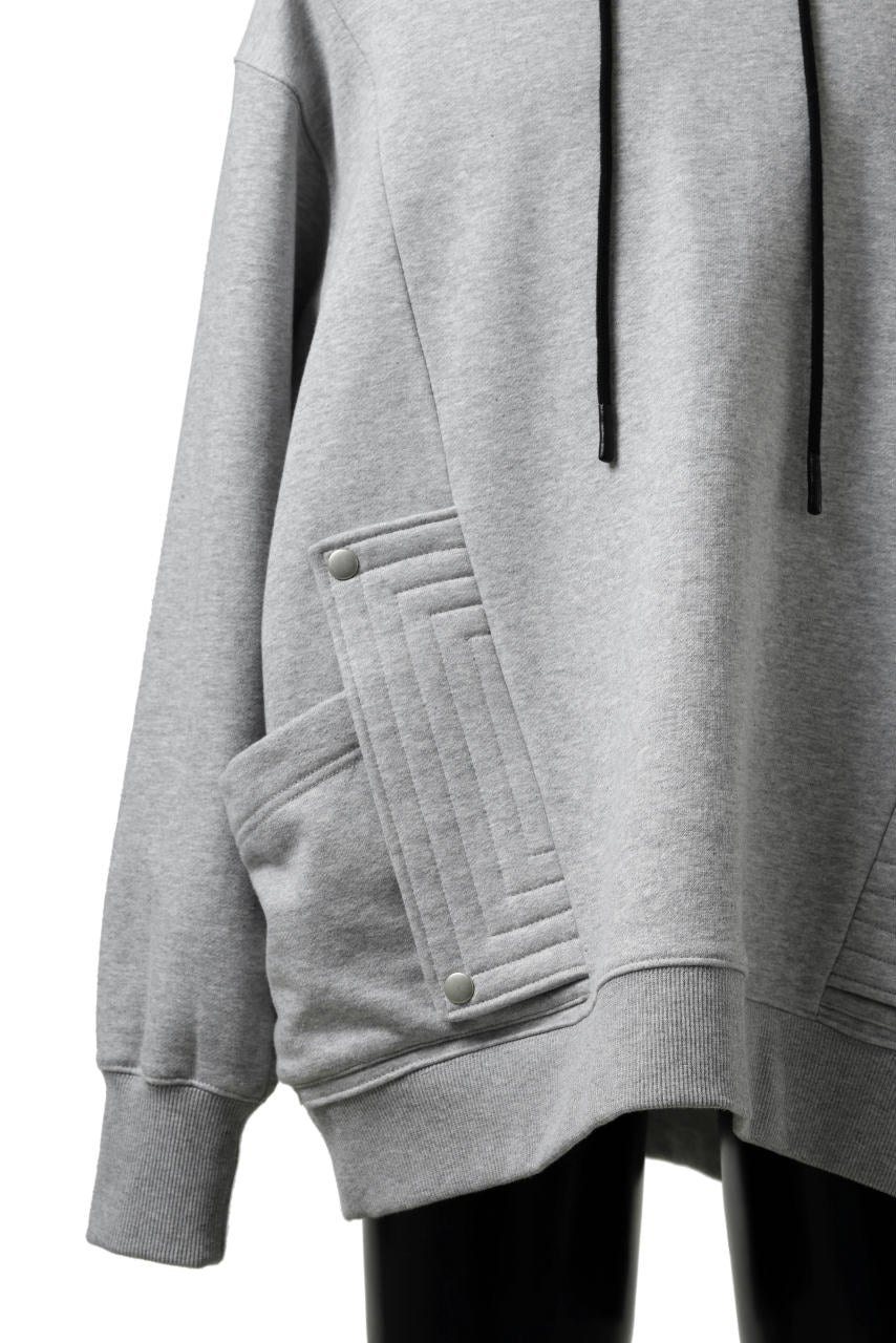 A.F ARTEFACT FLAP-DETAIL SWEAT HOODIE (HEATHER GREY)