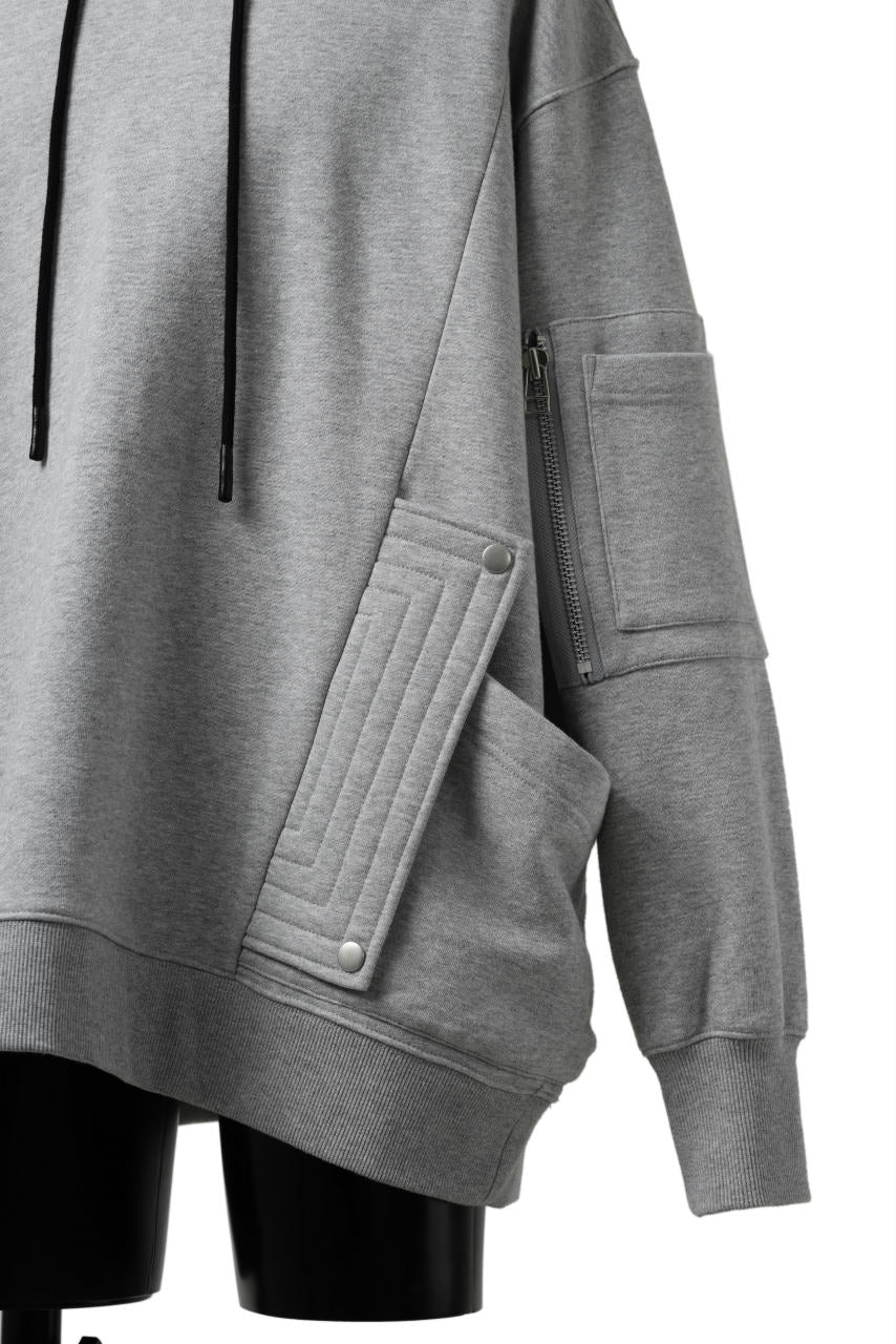 画像をギャラリービューアに読み込む, A.F ARTEFACT FLAP-DETAIL SWEAT HOODIE (HEATHER GREY)