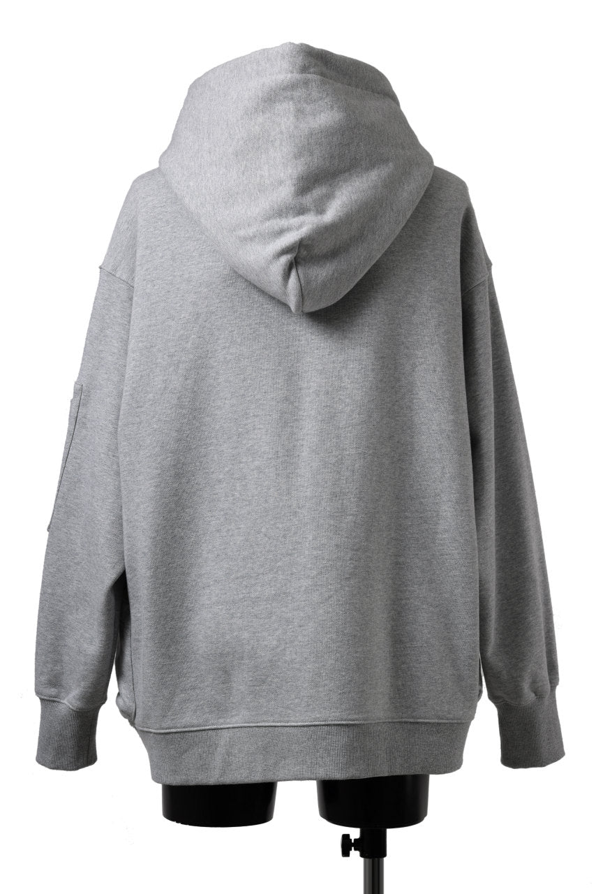 A.F ARTEFACT FLAP-DETAIL SWEAT HOODIE (HEATHER GREY)