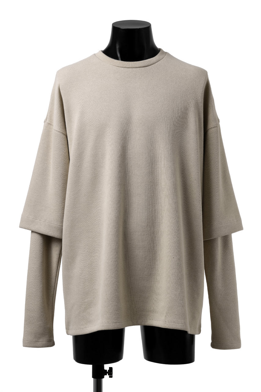 A.F ARTEFACT LAYERED SLEEVE TOP / COPE KNIT JERSEY (BEIGE)