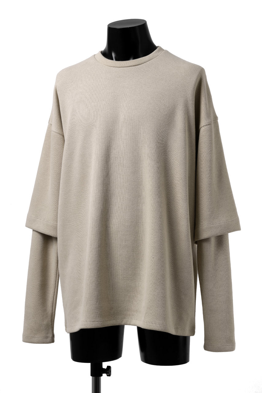 A.F ARTEFACT LAYERED SLEEVE TOP / COPE KNIT JERSEY (BEIGE)