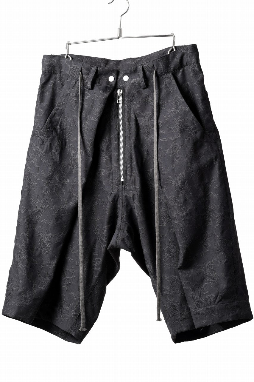 画像をギャラリービューアに読み込む, A.F ARTEFACT ZIP FOLDING TUCK SHORTS / PAISLEY JACQUARD (BLACK)