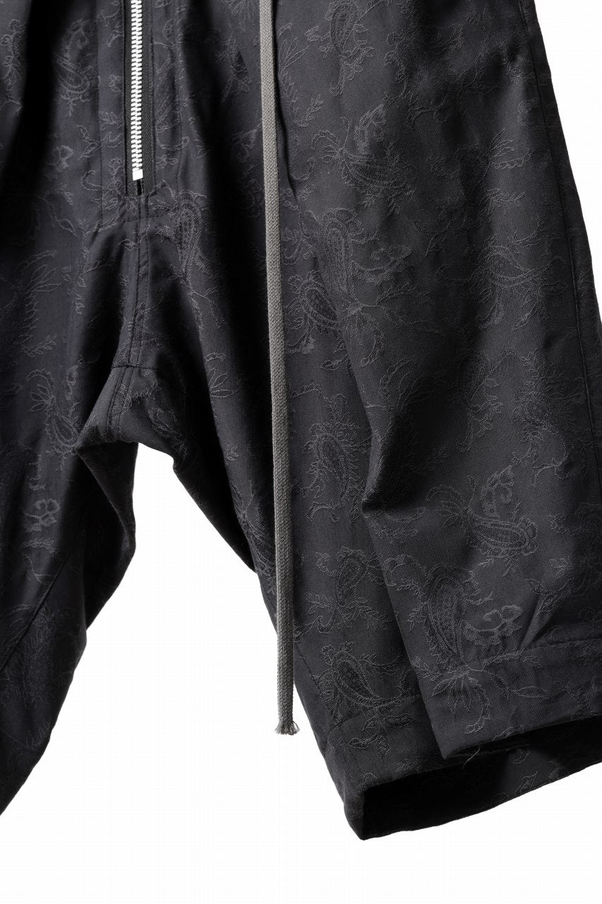 A.F ARTEFACT ZIP FOLDING TUCK SHORTS / PAISLEY JACQUARD (BLACK)