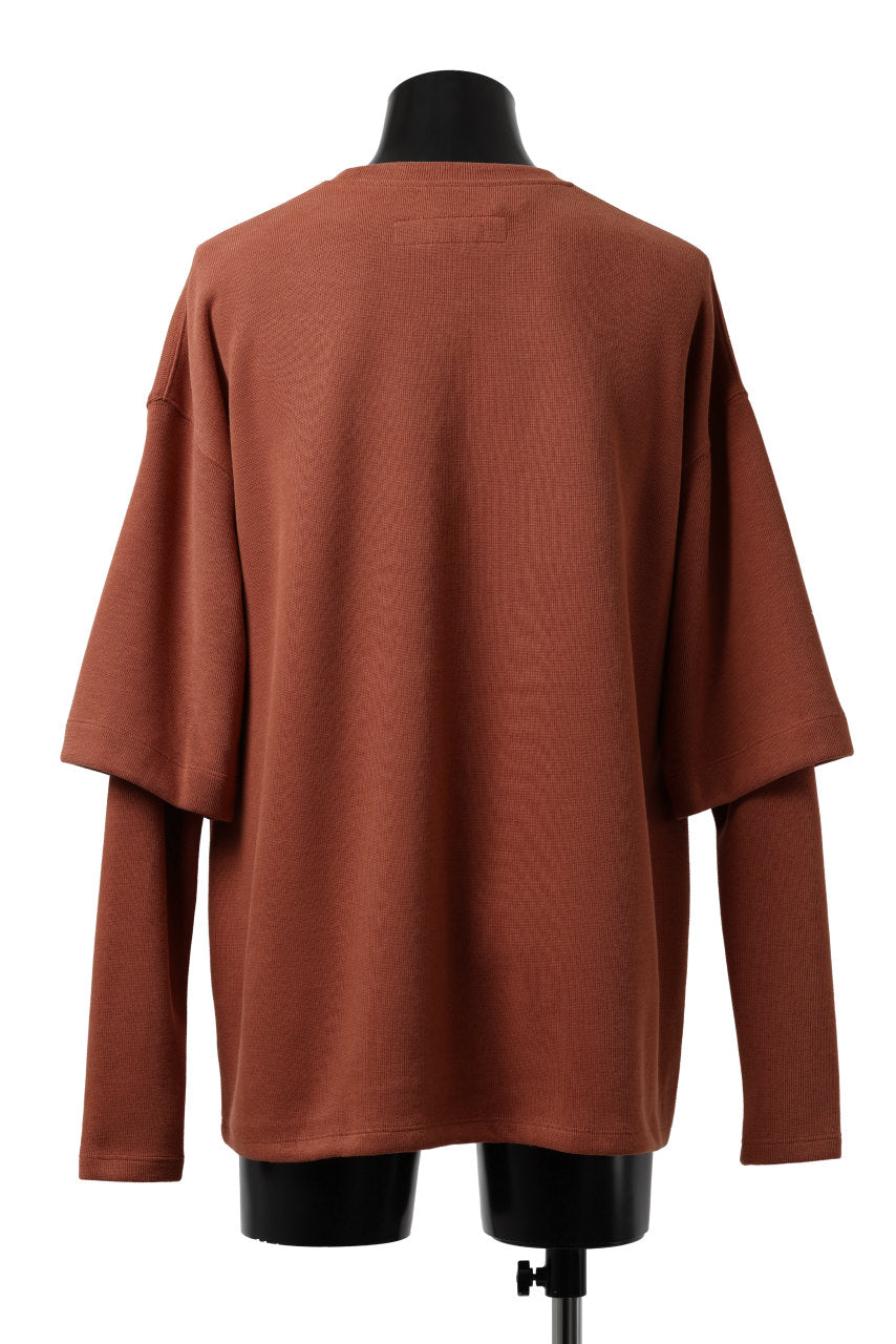 A.F ARTEFACT LAYERED SLEEVE TOP / COPE KNIT JERSEY (ORANGE)