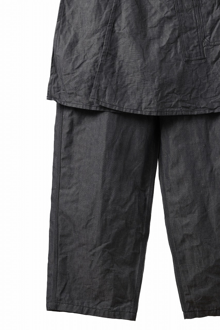 KLASICA "ROCKWELL" LOW CLOTCH APRON WORKER PANTS / 9.7oz COTTON x LINEN CHAMBRAY (GRAY DENIM)