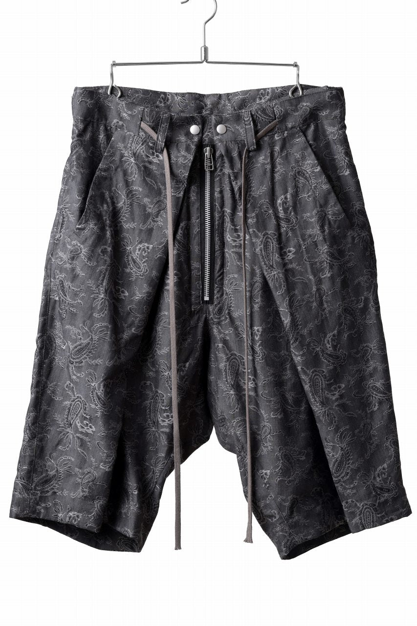 A.F ARTEFACT ZIP FOLDING TUCK SHORTS / PAISLEY JACQUARD (D.GREY)