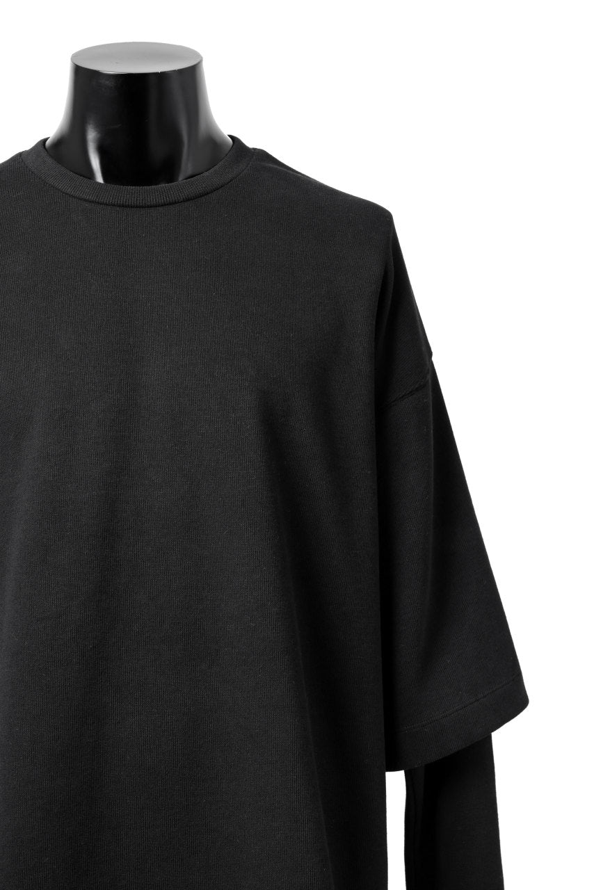 A.F ARTEFACT LAYERED SLEEVE TOP / COPE KNIT JERSEY (BLACK)
