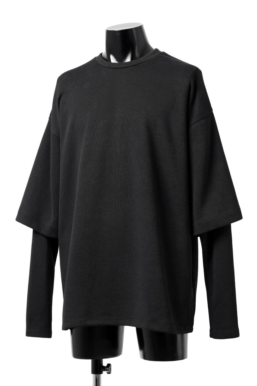 A.F ARTEFACT LAYERED SLEEVE TOP / COPE KNIT JERSEY (BLACK)
