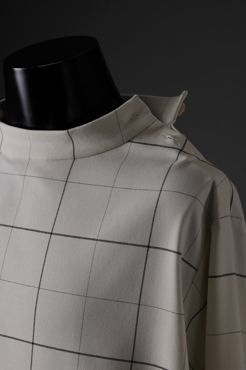 N/07 exclusive MOCK NECK PULLOVER / WINDOWPANE CHECK TR TWILL (IVORY)