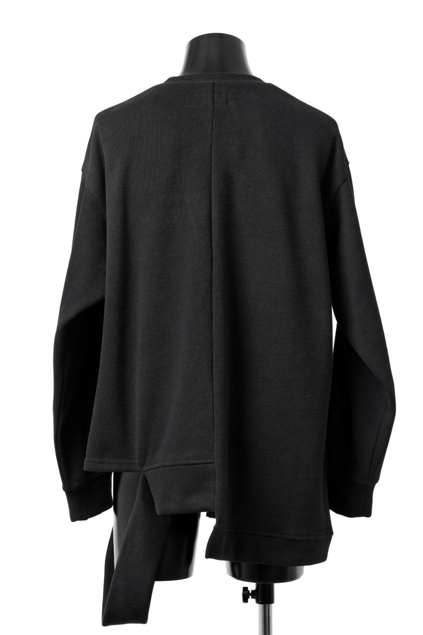 Load image into Gallery viewer, A.F ARTEFACT ASYMMETRY LOOP HEM TOP / COPE KNIT JERSEY (BLACK)