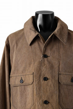 Load image into Gallery viewer, KLASICA VOLT (ND ver.) FRENCH ELECTRICIAN WORK JACKET / NATURAL DYED COTTON x SILK WEATHER (KAKI BROWN)