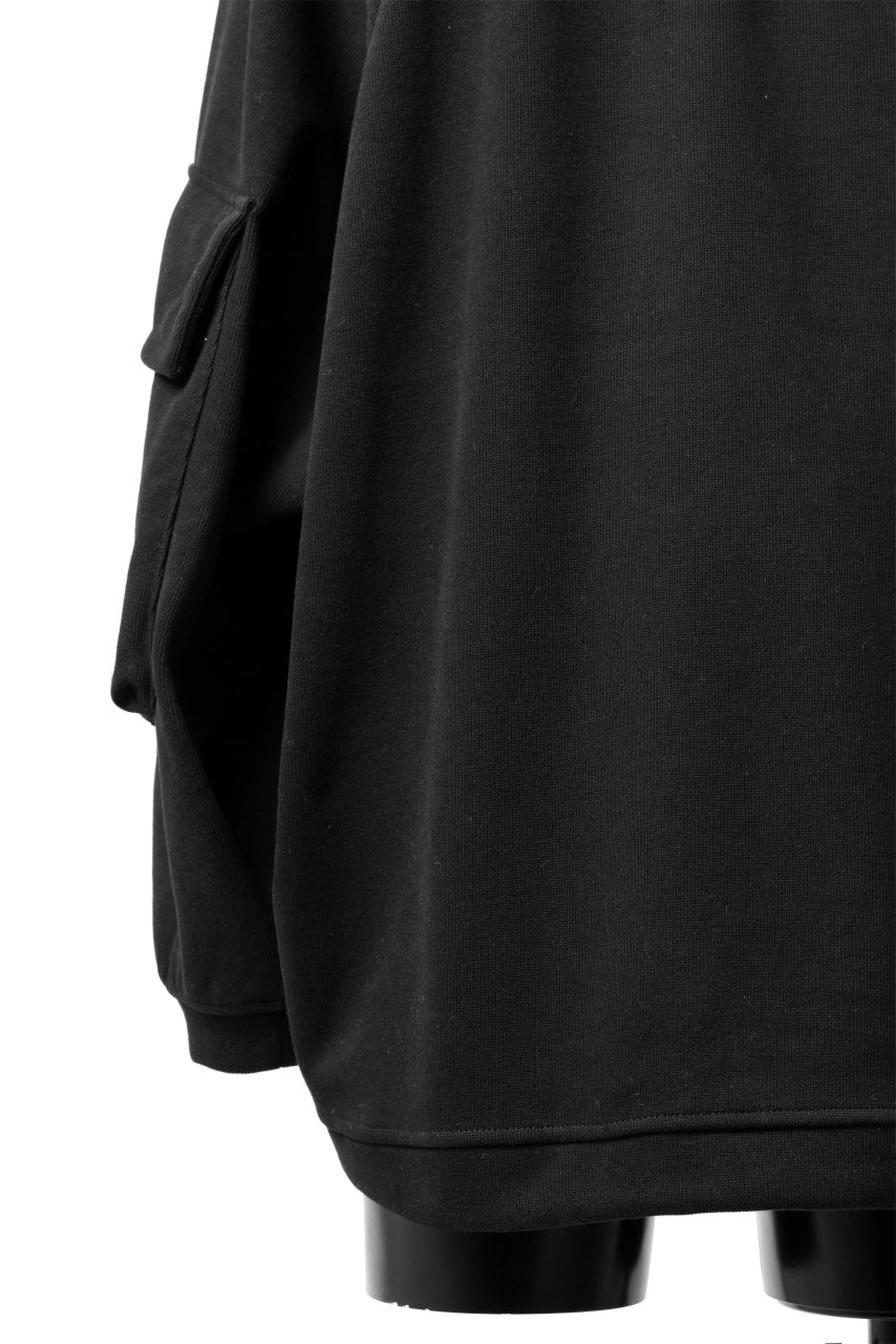 A.F ARTEFACT FLAP POCKET RAGLAN TOP / COPE KNIT JERSEY (BLACK)